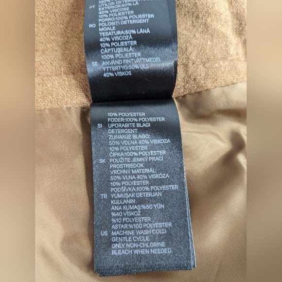 H & M Wool Mini Skirt women's brown lined quarter zip size Small K-1 - Picture 12 of 15